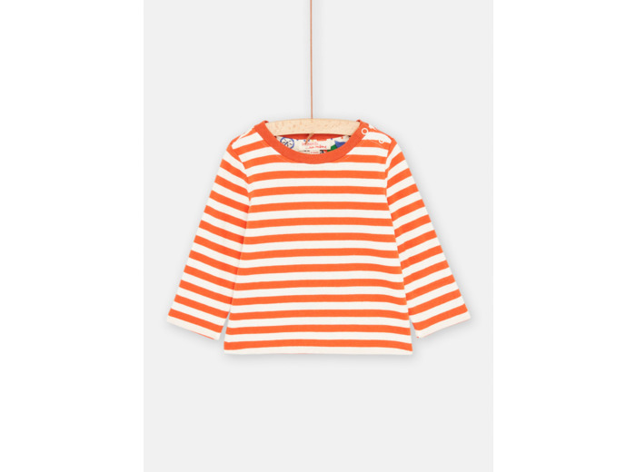 T-shirt écru et orange réversible pour bébé garçon