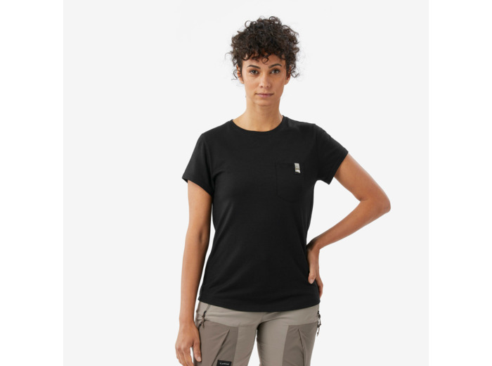 T-shirt manches courtes 100 % laine mérinos femme, Merino 100% noir