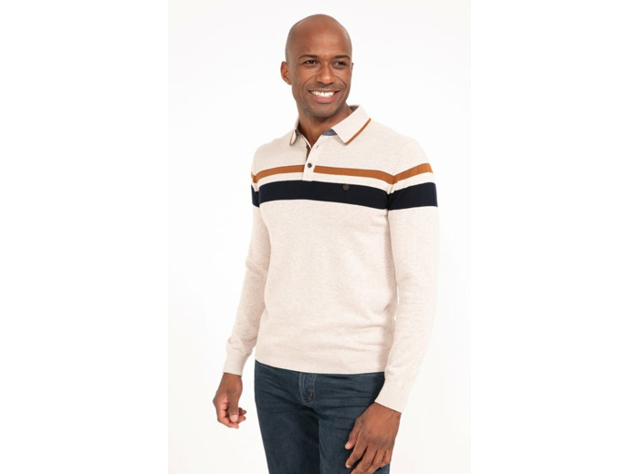 Pull col polo rayé Stripe