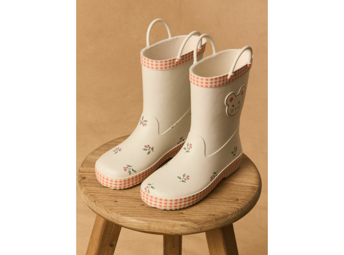 Bottes de pluie écrue imprimé baies et vichy
