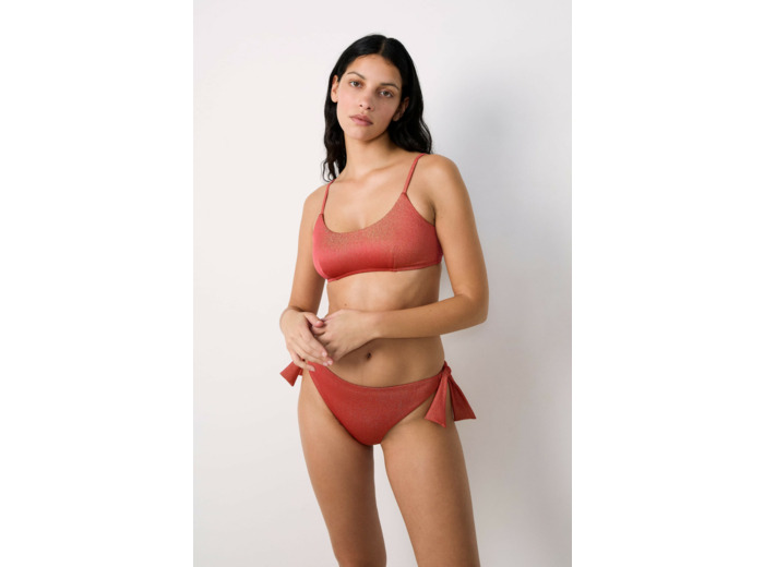 Bikini brésilien à nouer bas de maillot pailleté