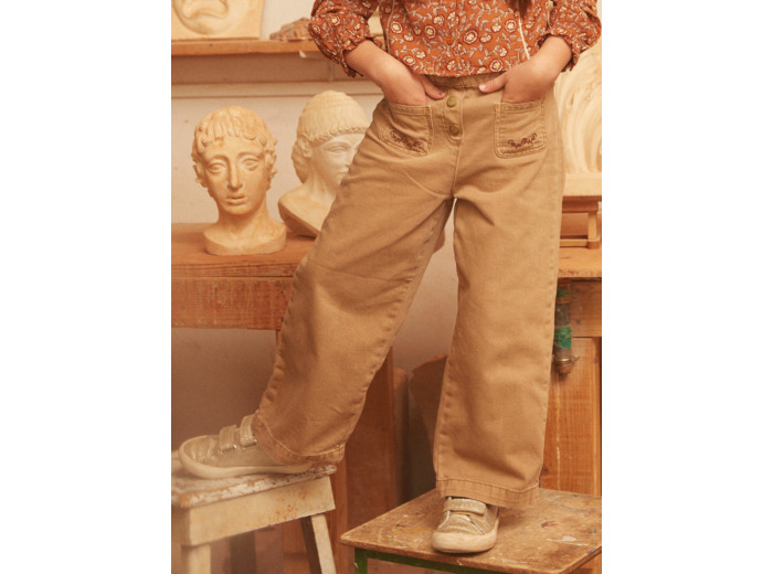 Pantalon loose à broderies