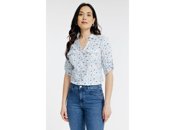 Chemise imprimée détails plumetis