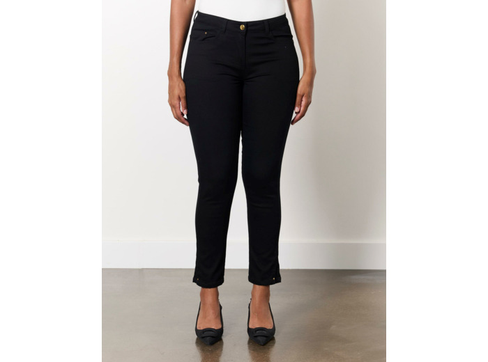 Pantalon 7/8 slim uni NOIR Femme