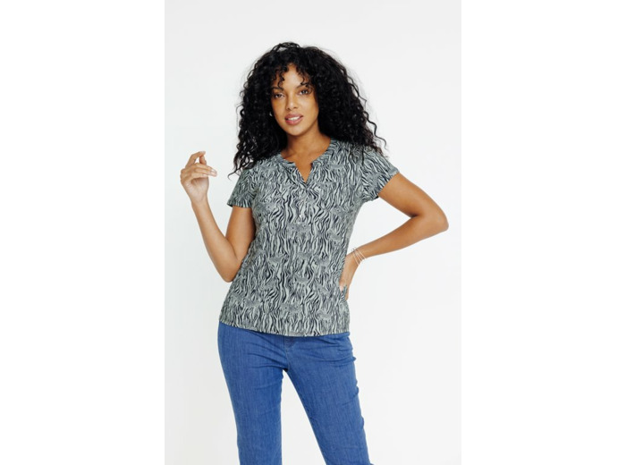 Tee-shirt manches courtes col mao