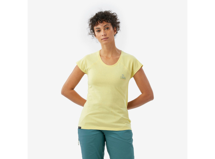 T-shirt d'escalade confortable femme, Vertika jaune, Montse Galbany