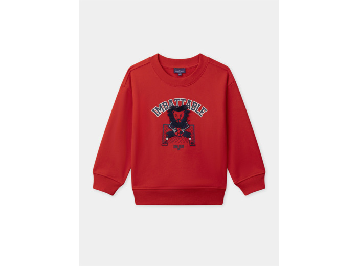 Sweat-shirt rouge à broderie lion Garçon