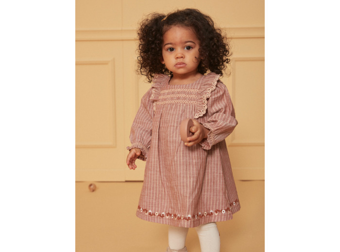 Robe rayée avec fils métallisés