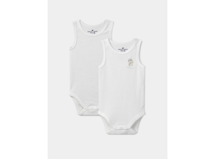 Lot de 2 bodies bébé garçon à bretelles en coton issu de l'agriculture biologique