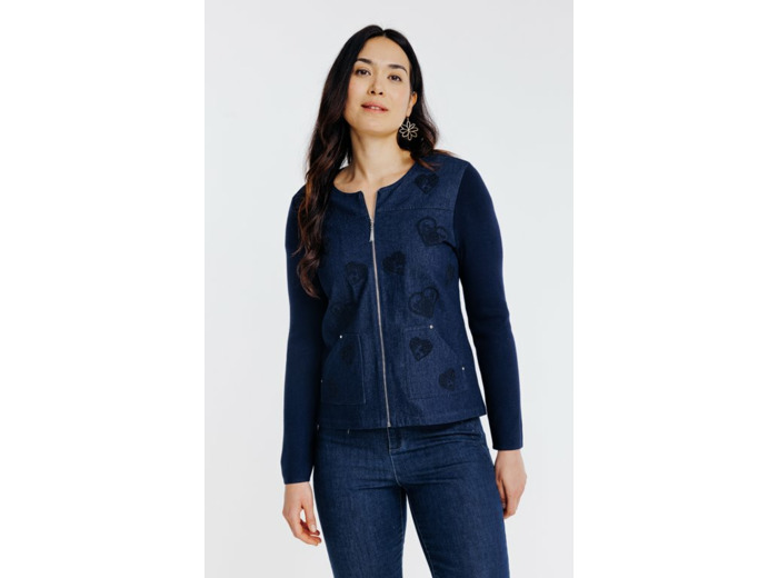 Cardigan bi-matière