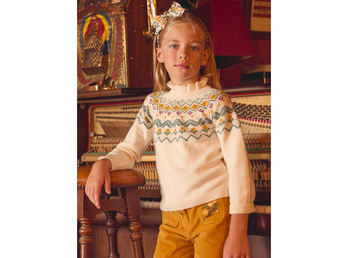 Pull en jacquard écru