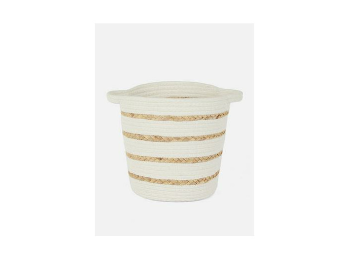 Panier de rangement tissé de taille moyenne à rayures
