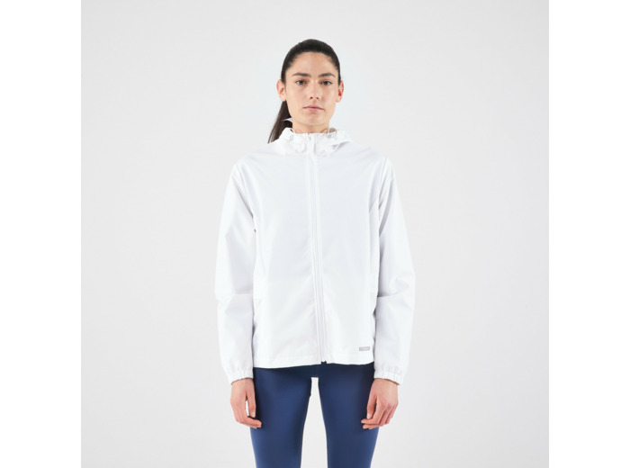 Veste imperméable de running Femme - KIPRUN Run 100 Rain Blanche