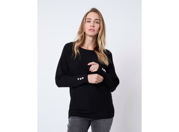 Pull fin uni NOIR Femme