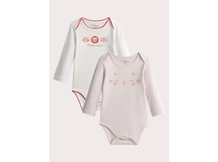 Lot de 2 body manches longues à motif animalier pour bébé fille