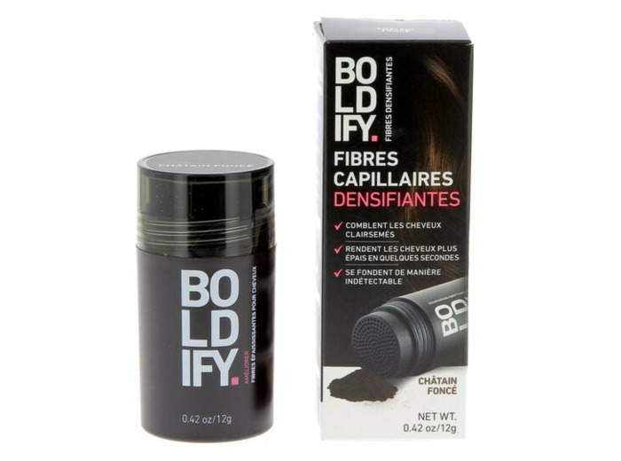 Fibres densifiantes pour cheveux châtain foncé