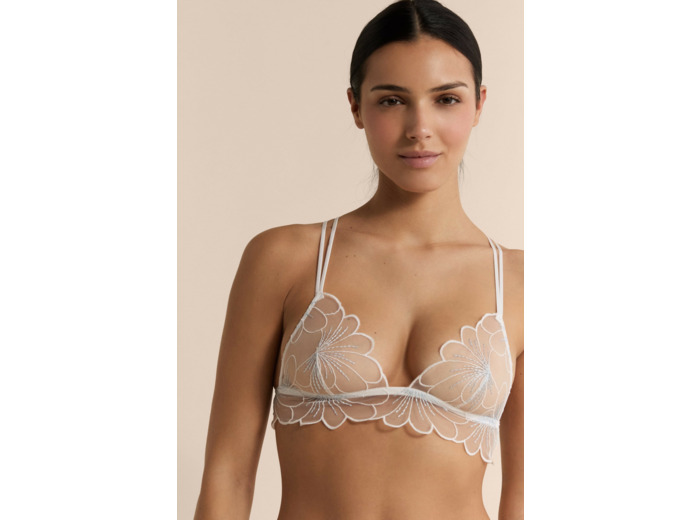 Soutien-gorge triangle en broderie,Soutien-gorge triangle en broderie;${refinementColor}