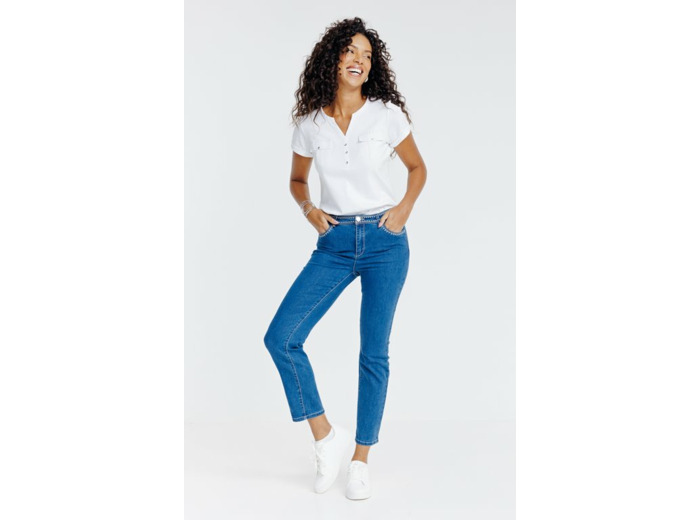 Pantalon denim brodé fantaisie