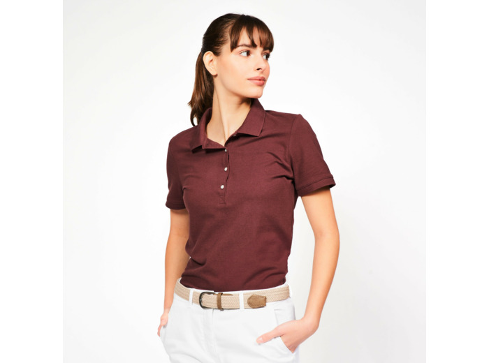 Polo golf en coton polyester manches courtes femme, MW500 marron foncé