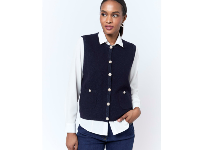 Gilet court uni MARINE Femme