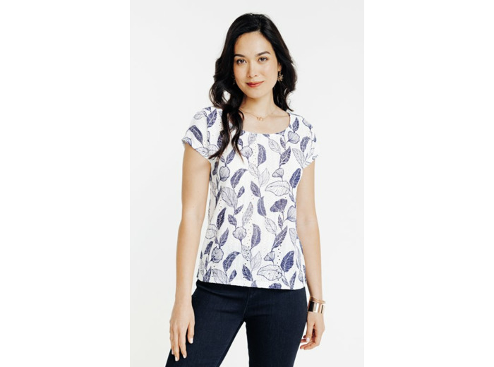 Tee-shirt imprimé brodé col rond