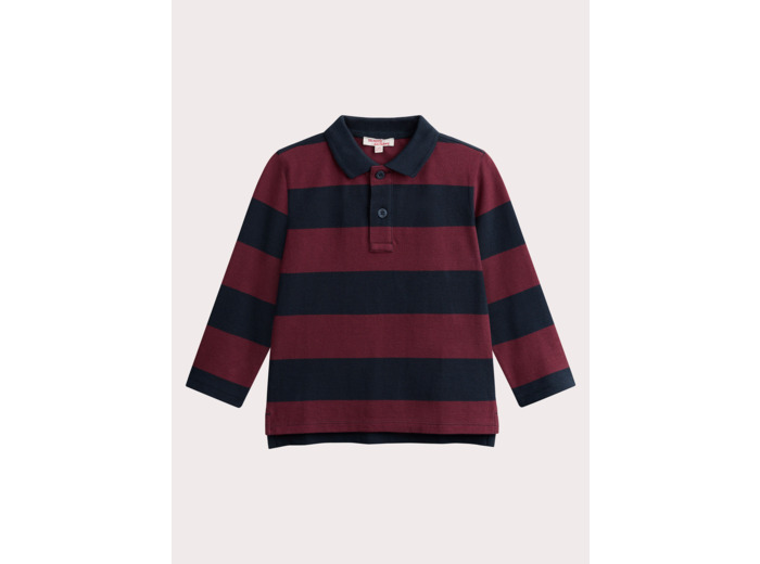 Polo à rayures bordeaux et marine pour garçon