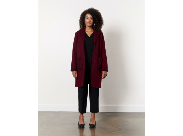 Manteau mi-long uni BORDEAUX Femme