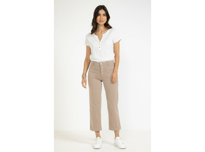 Pantalon crop poches plaquées devant