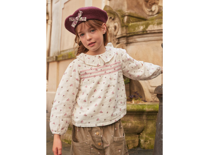 Chemisier fleuri en gaze de coton