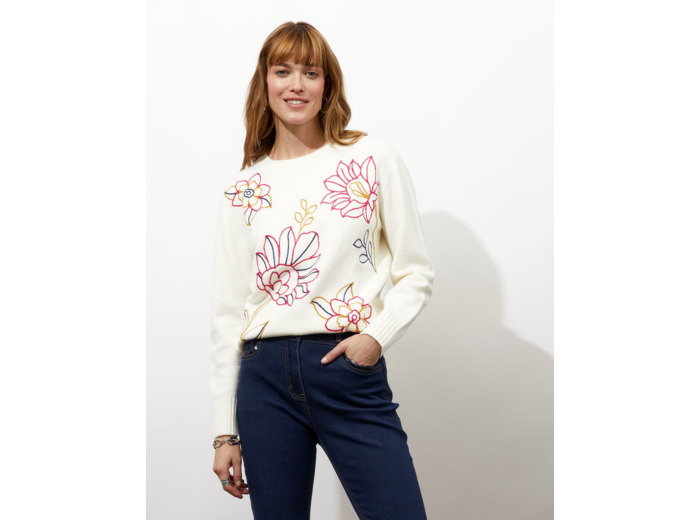 Pull épais à motifs ECRU Femme