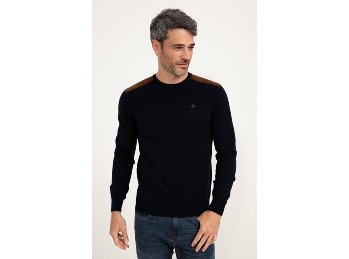 Pull col rond uni suede