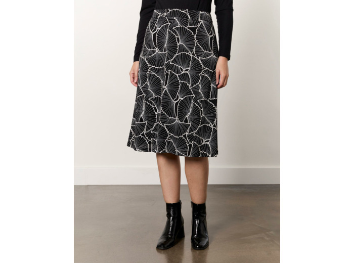 Jupe midi imprimée NOIR