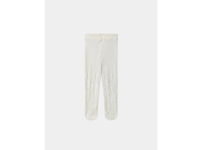 Collant microfibre écru fleuri