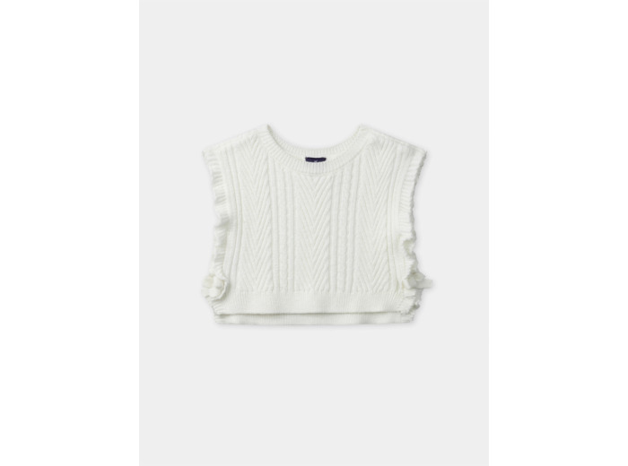 Pull blanc sans manches avec noeuds sur les côtés Bébé Fille