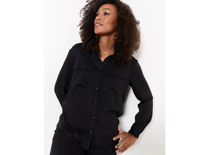 Chemisier manches longues uni NOIR Femme