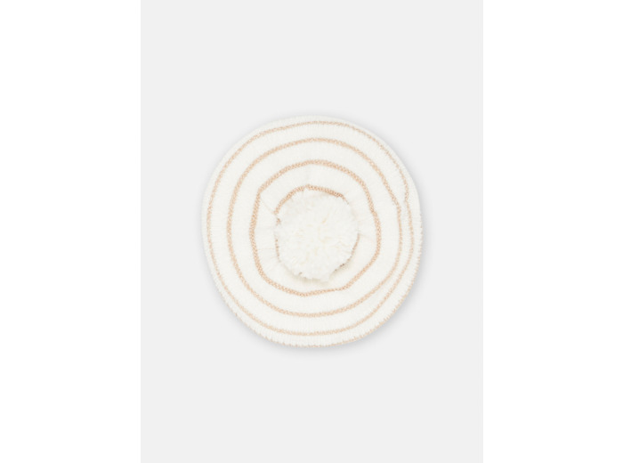 Bérêt écru à imprimé à rayures