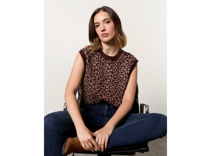 Pull fin à motifs MARRON Femme