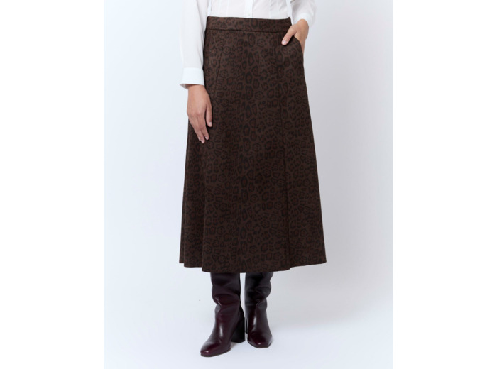Jupe longue imprimé léopard MARRON