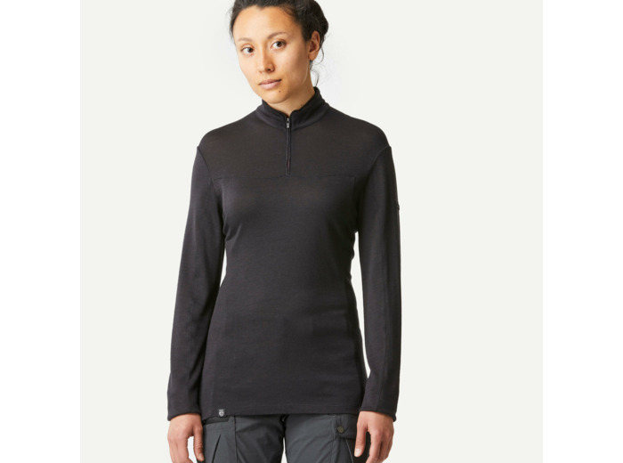 T-shirt mérinos manches longues col zip - MT500 - Femme