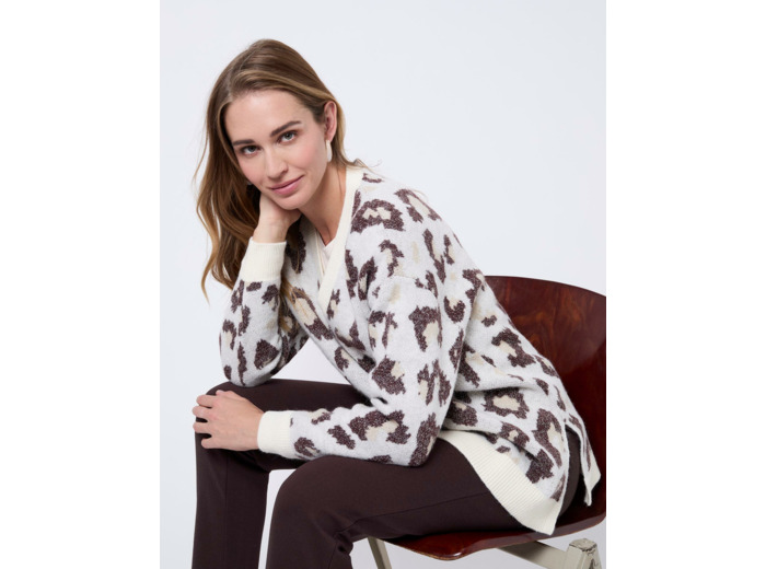 Pull épais mi-long à motifs ECRU Femme