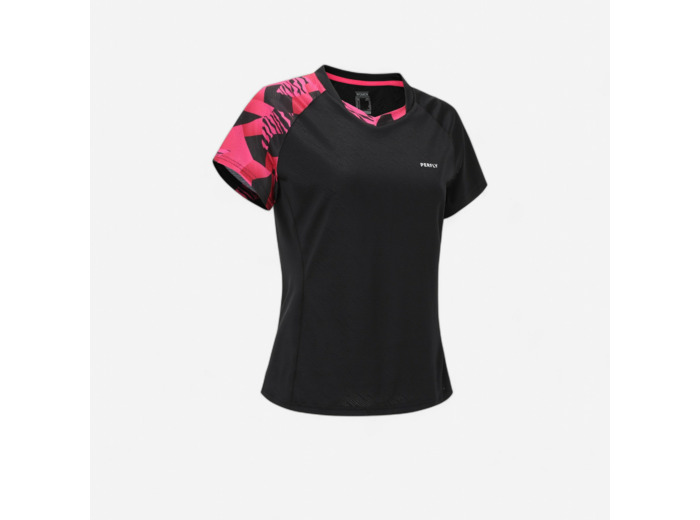 T-Shirt de Badminton Femme Lite 560 - Noir/Fluo
