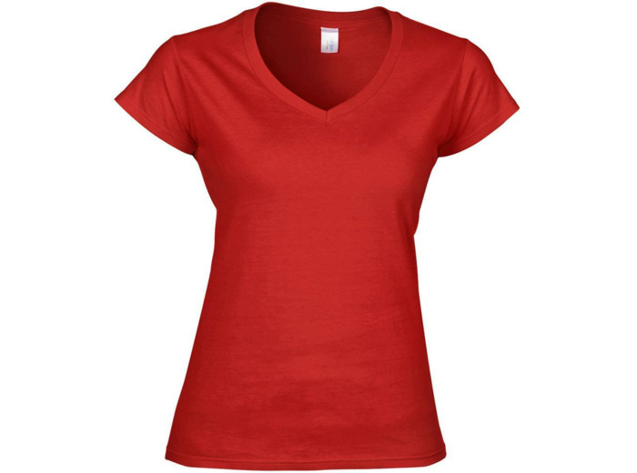 Tshirt À Manches Courtes Et Col En V Femme (Rouge)