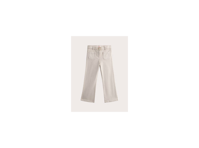 Pantalon beige évasé en toile