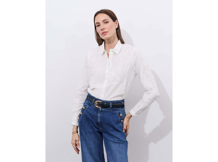 Chemisier manches longues uni BLANC Femme