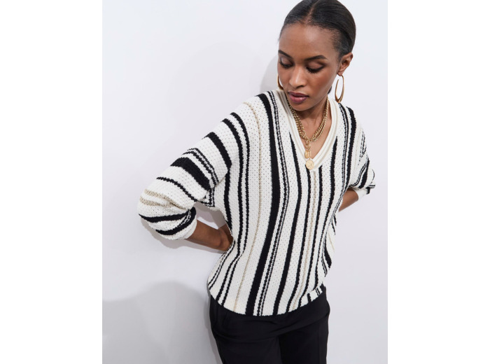 Pull fin rayé ECRU Femme