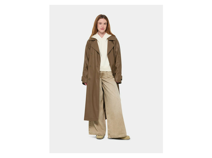 Trench en matière enduite marron clair