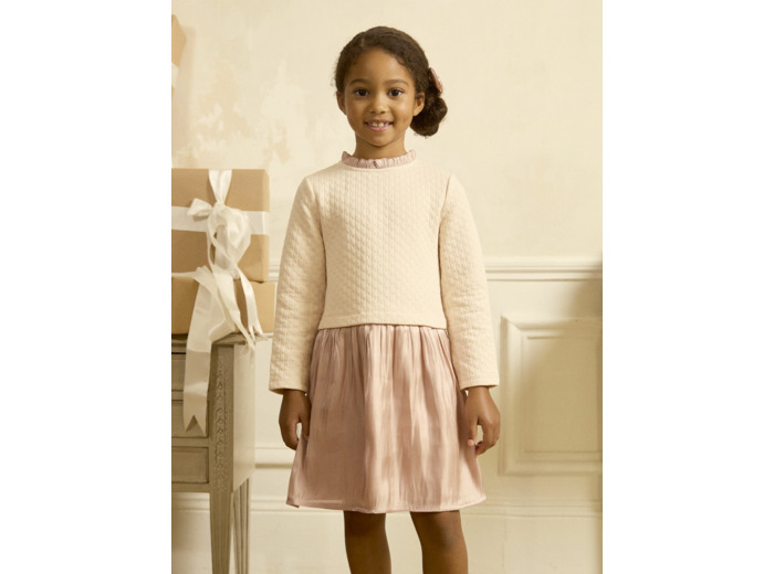 Robe bi-matière rose