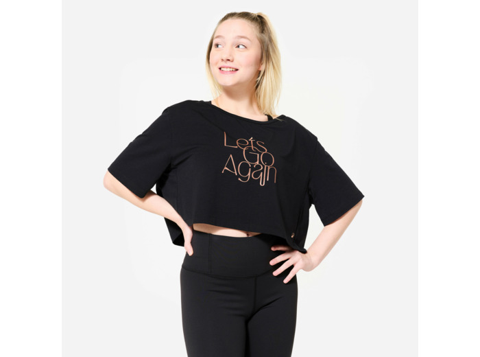 T-shirt danse modern jazz crop femme, noir graphite