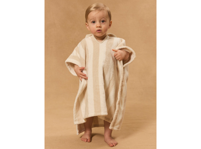 Poncho de bain rayée à capuche