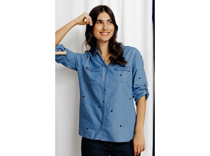 Chemise brodée coeurs